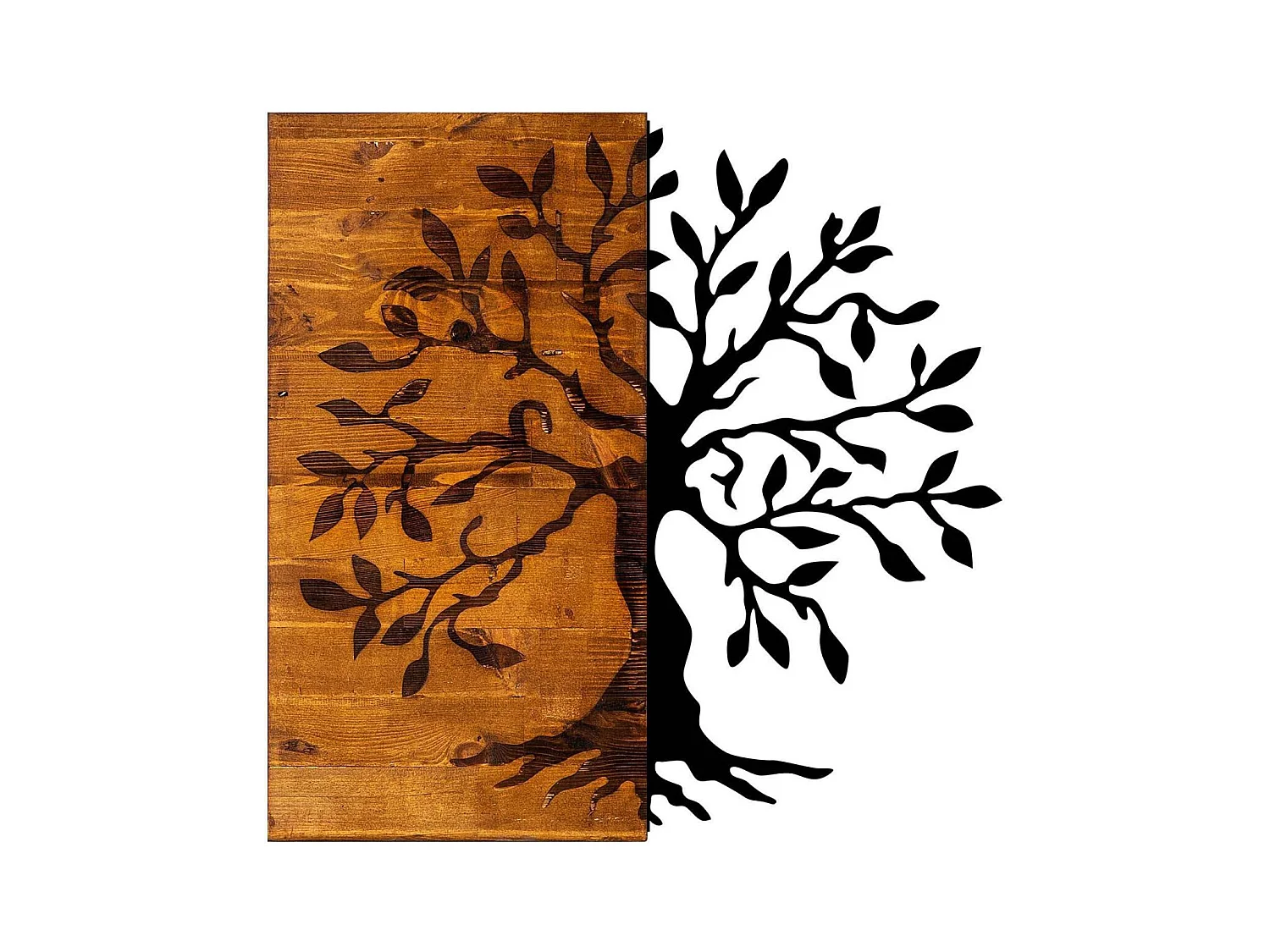 Décoration murale en bois et métal Walnut Arbre