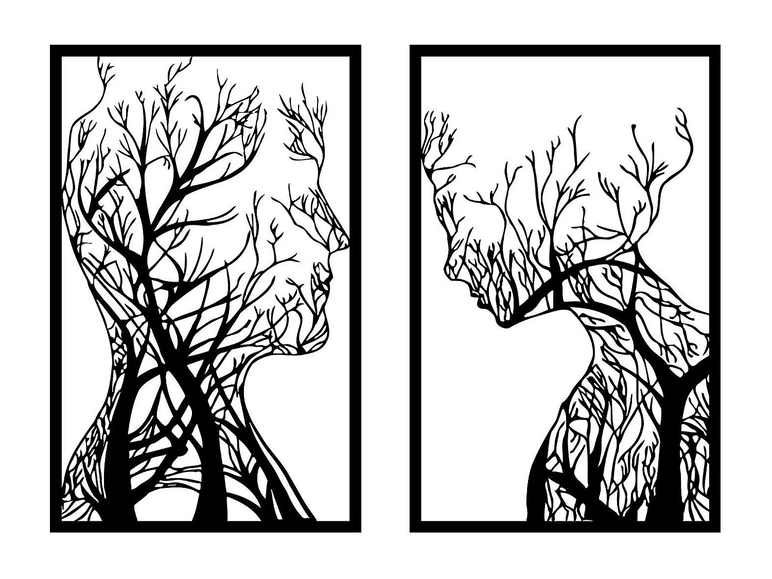 Set de 2 cadres décoratifs Teido L40xH63cm Métal Noir