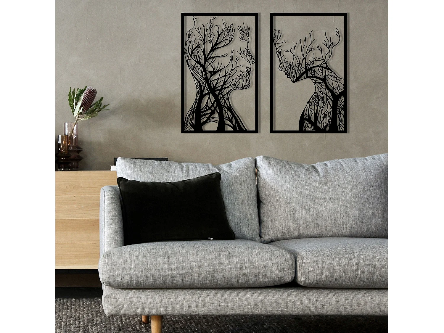 Set de 2 cadres décoratifs Teido L40xH63cm Métal Noir