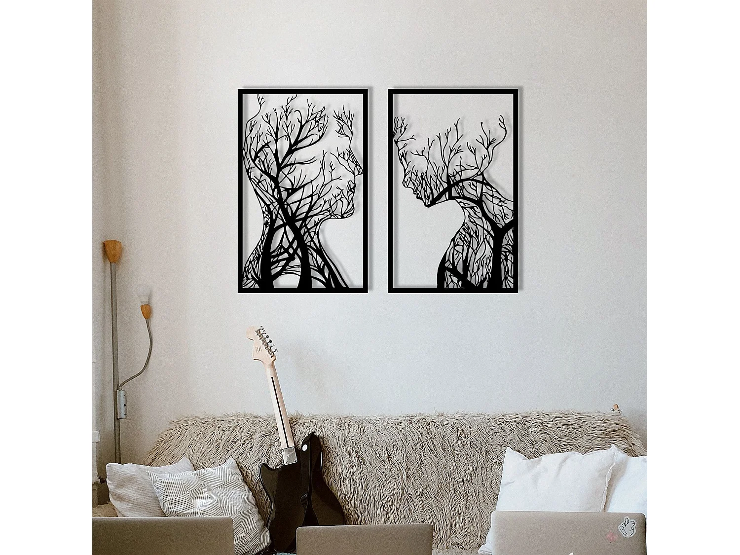 Set de 2 cadres décoratifs Teido L40xH63cm Métal Noir