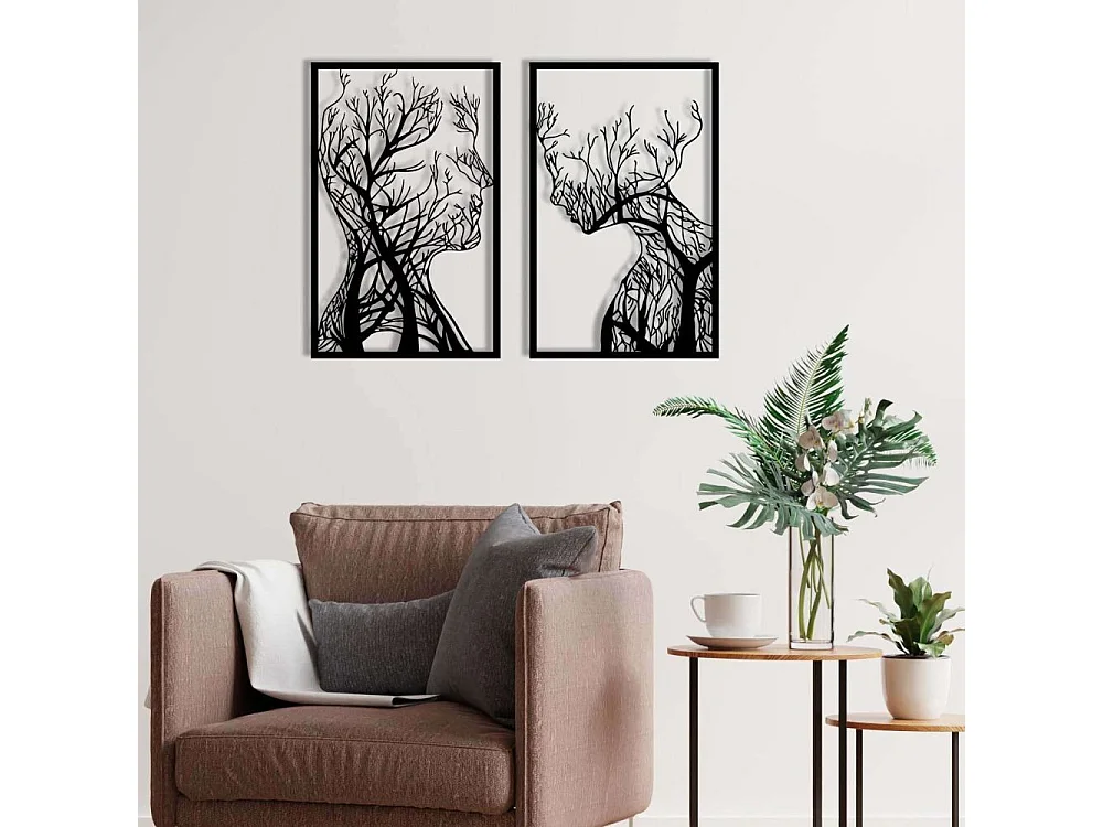 Set de 2 cadres décoratifs Teido L40xH63cm Métal Noir