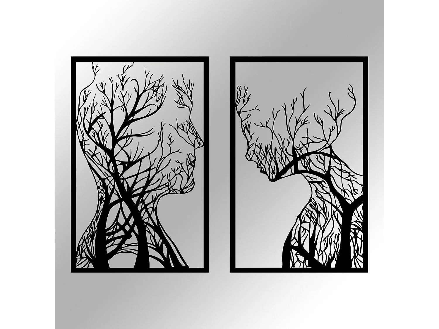 Set de 2 cadres décoratifs Teido L40xH63cm Métal Noir