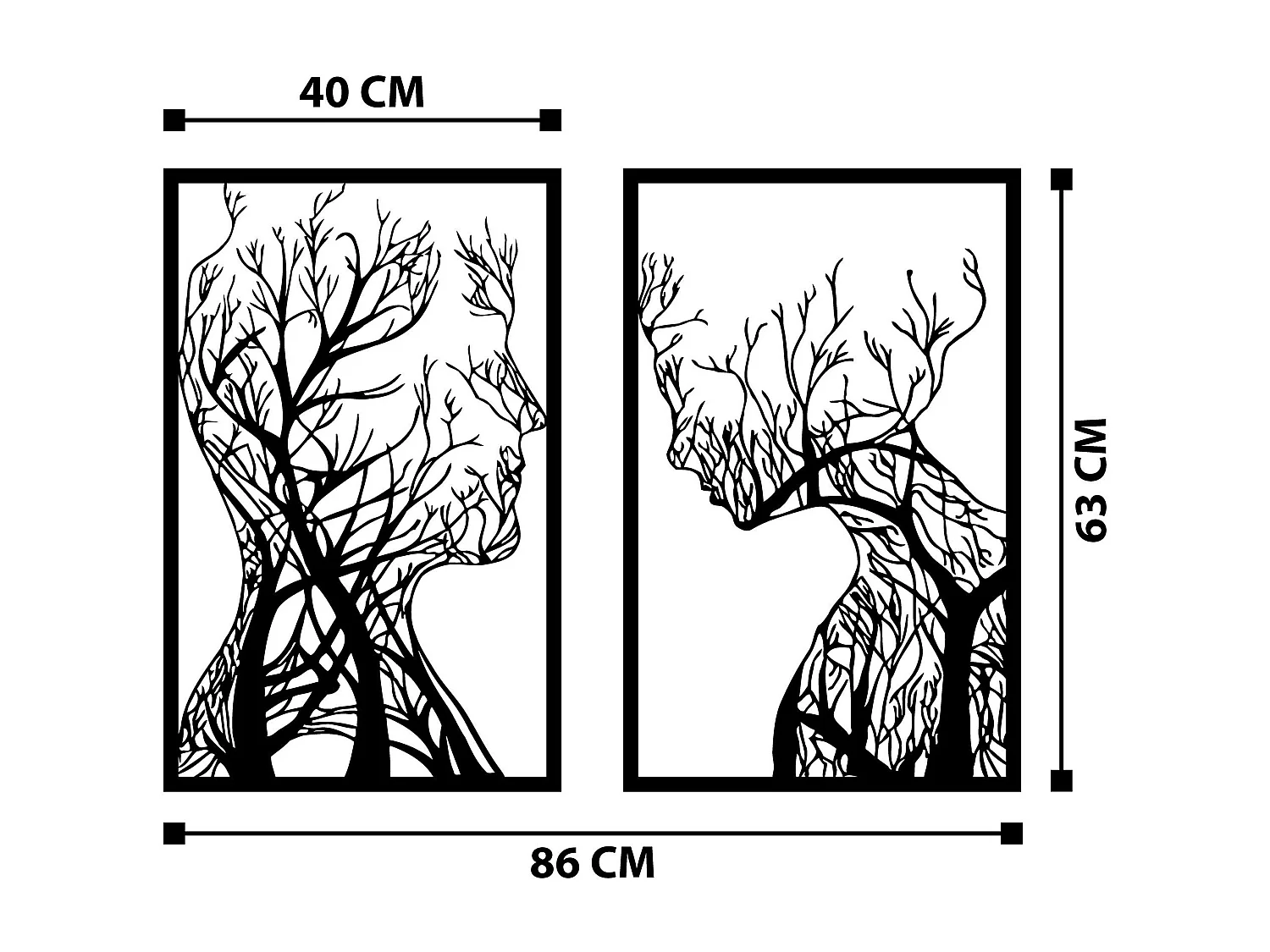Set de 2 cadres décoratifs Teido L40xH63cm Métal Noir
