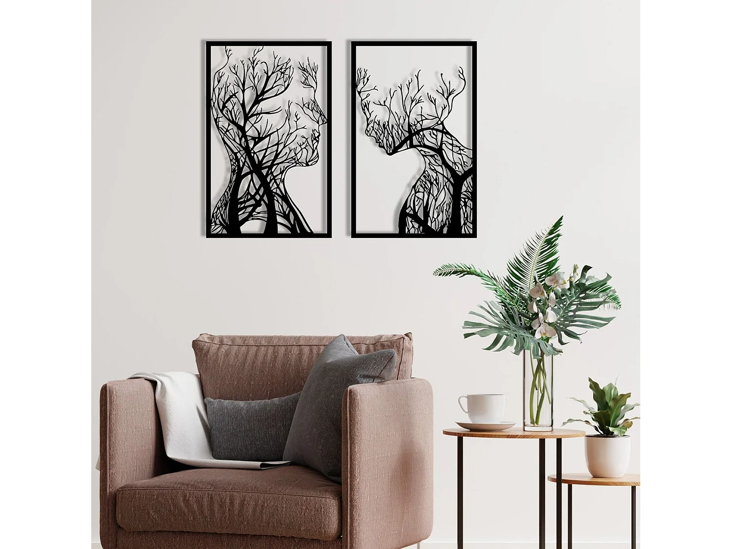 Set de 2 cadres décoratifs Teido L40xH63cm Métal Noir