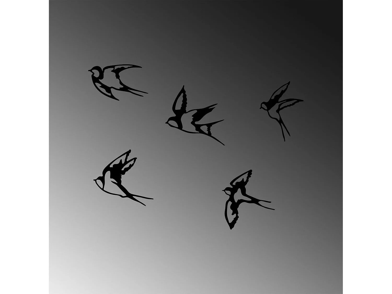 Accesorio decorativo de pared – 19 x 18 cm, 19 x 19 cm, 19 x 11 cm, 17 x 19 cm, 14 x 19 cm – negro – metal