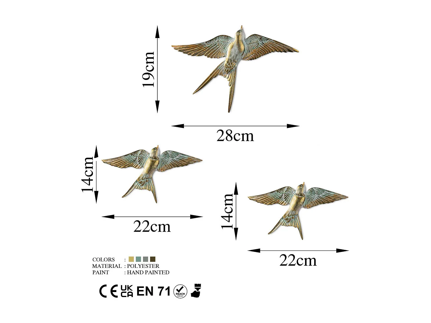 Décoration murale en polyester Oiseaux en vol Modèle 2