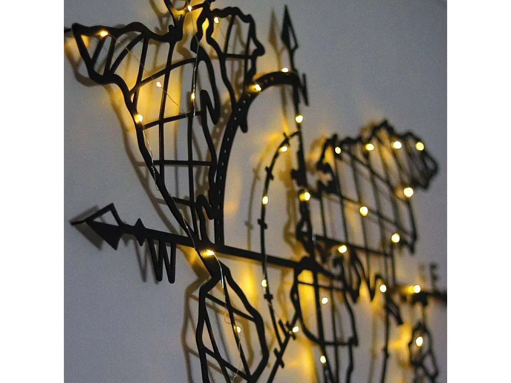 Décoration murale lumineuse en métal Map