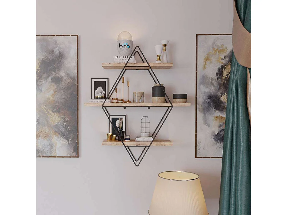 Etagère murale en bois et métal Prizma