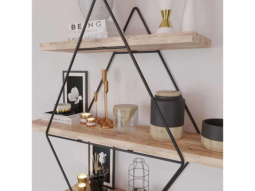 Etagère murale en bois et métal Prizma
