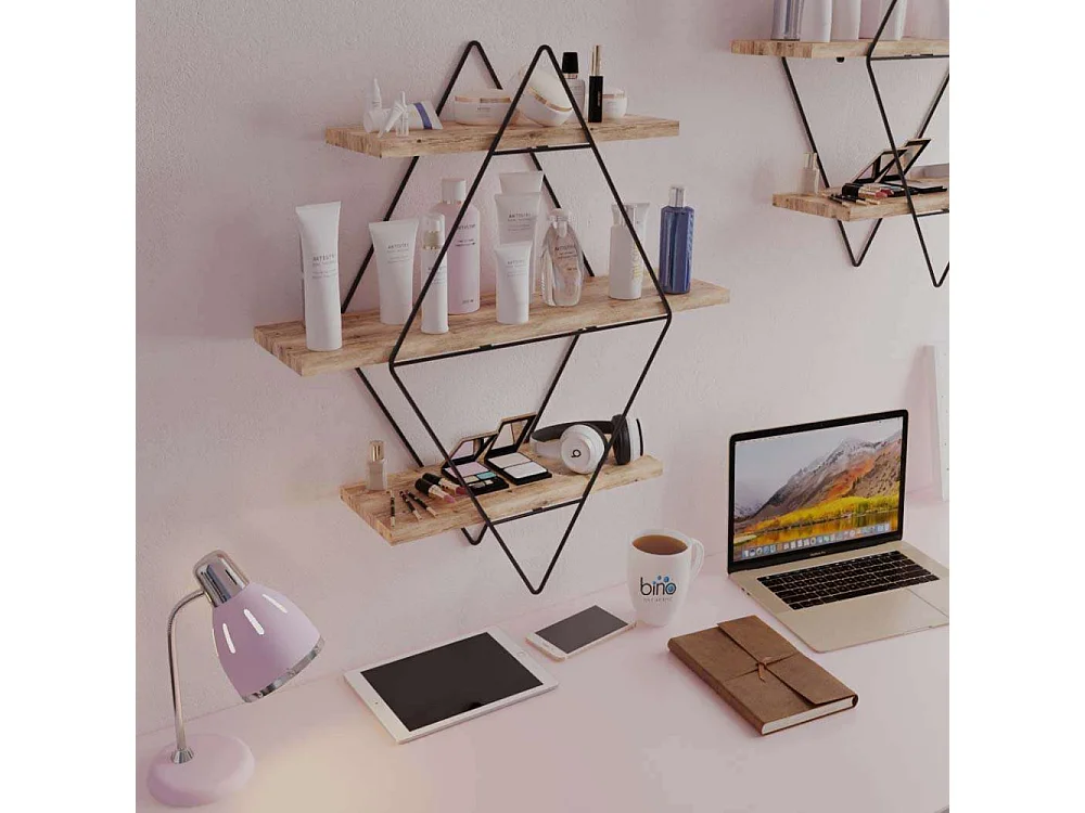 Etagère murale en bois et métal Prizma