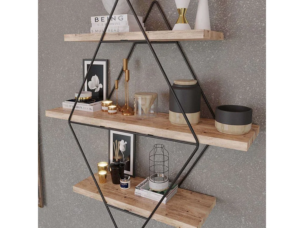 Etagère murale en bois et métal Prizma