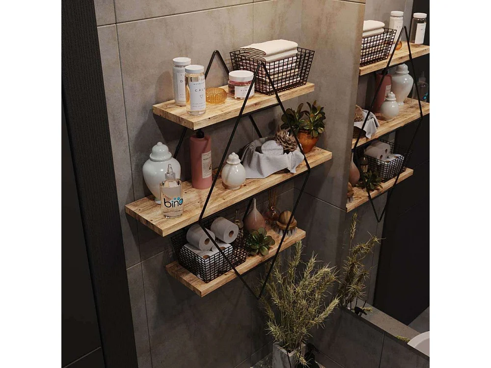 Etagère murale en bois et métal Prizma