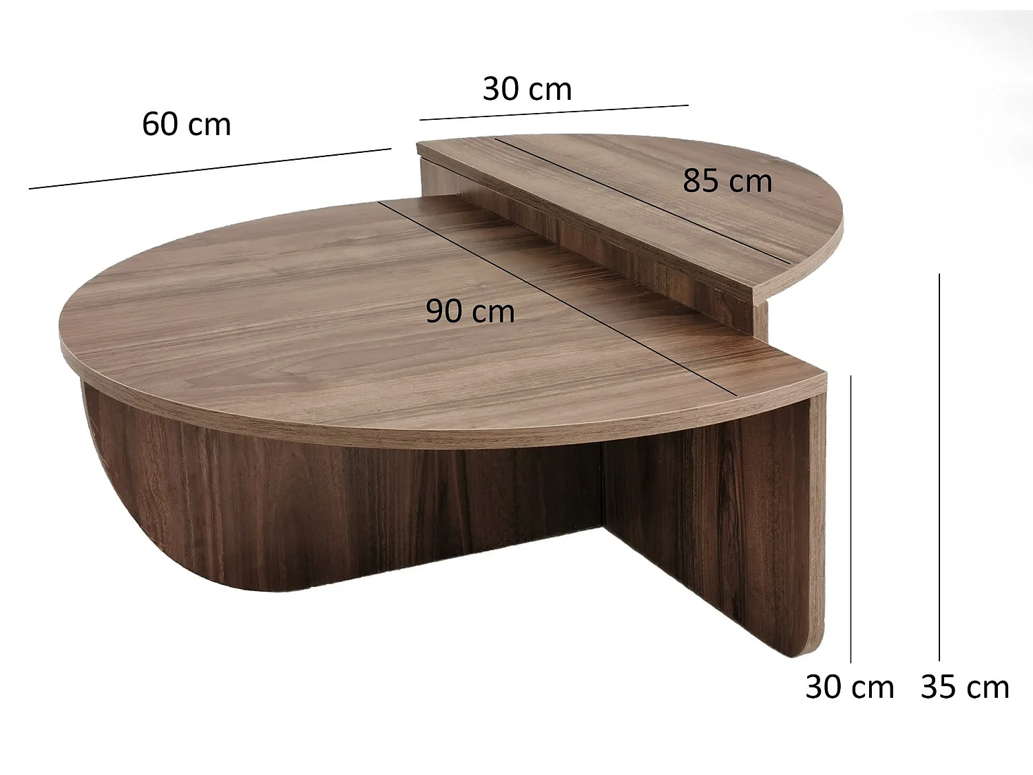 Houten salontafel 2 modulaire niveaus Podila 90 cm-Kleur Wit