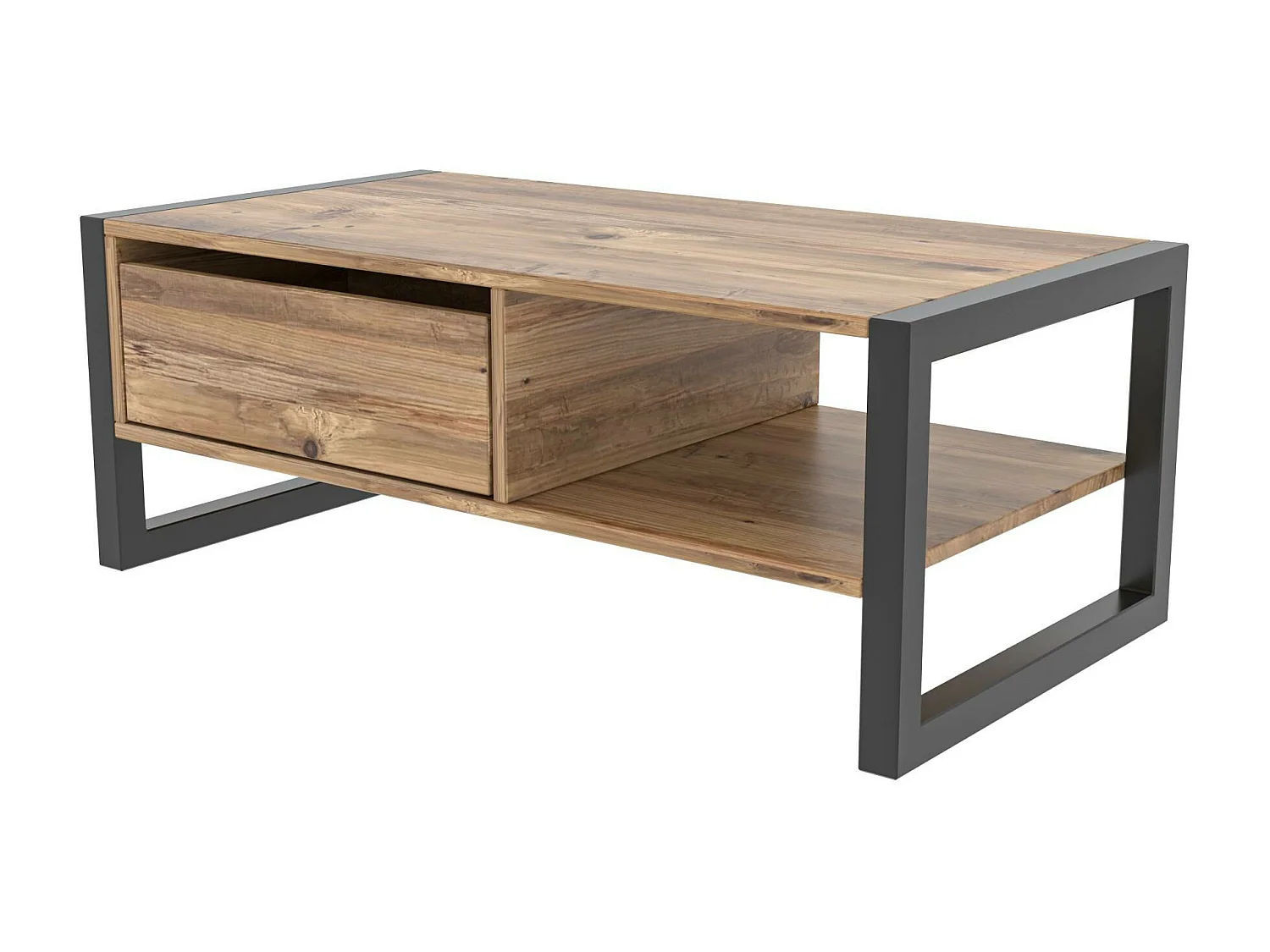 Mesa de café Kailua 1215, Negro|Pino, 40x55x105cm, Aglomerado laminado, Angular