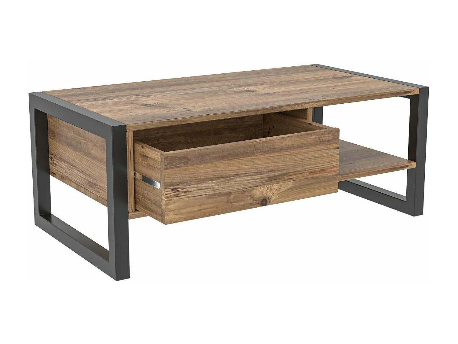 Mesa de café Kailua 1215, Negro|Pino, 40x55x105cm, Aglomerado laminado, Angular