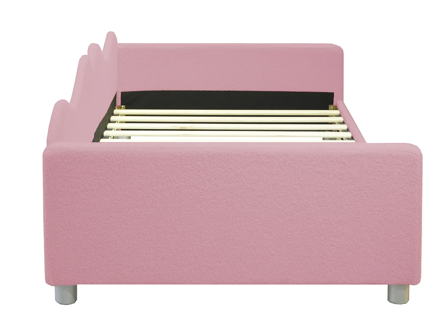 Gepolstertes Schlafsofa – 90 x 200 cm – 2 Schubladen – Plüschstoff – Lattenrost – für Kinder oder Babys – Rosa