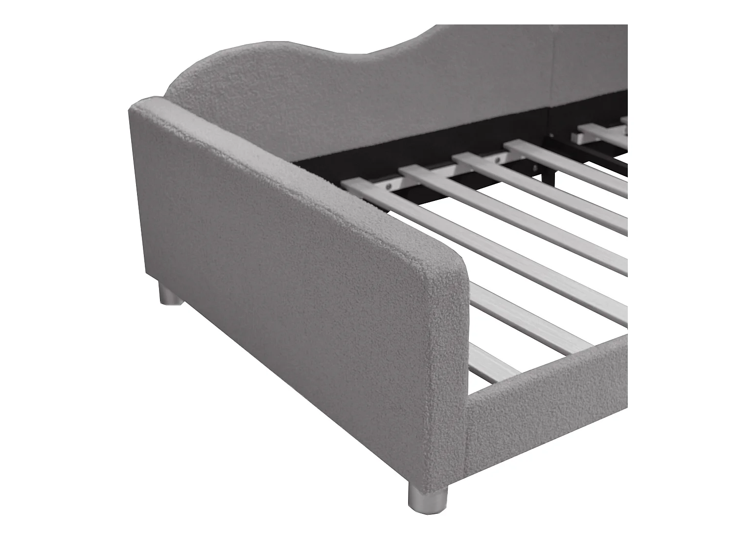 Gestoffeerde slaapbank - 90 x 200 cm - 2 lades - pluche stof - lattenbodem - voor kinderen of baby's - grijs