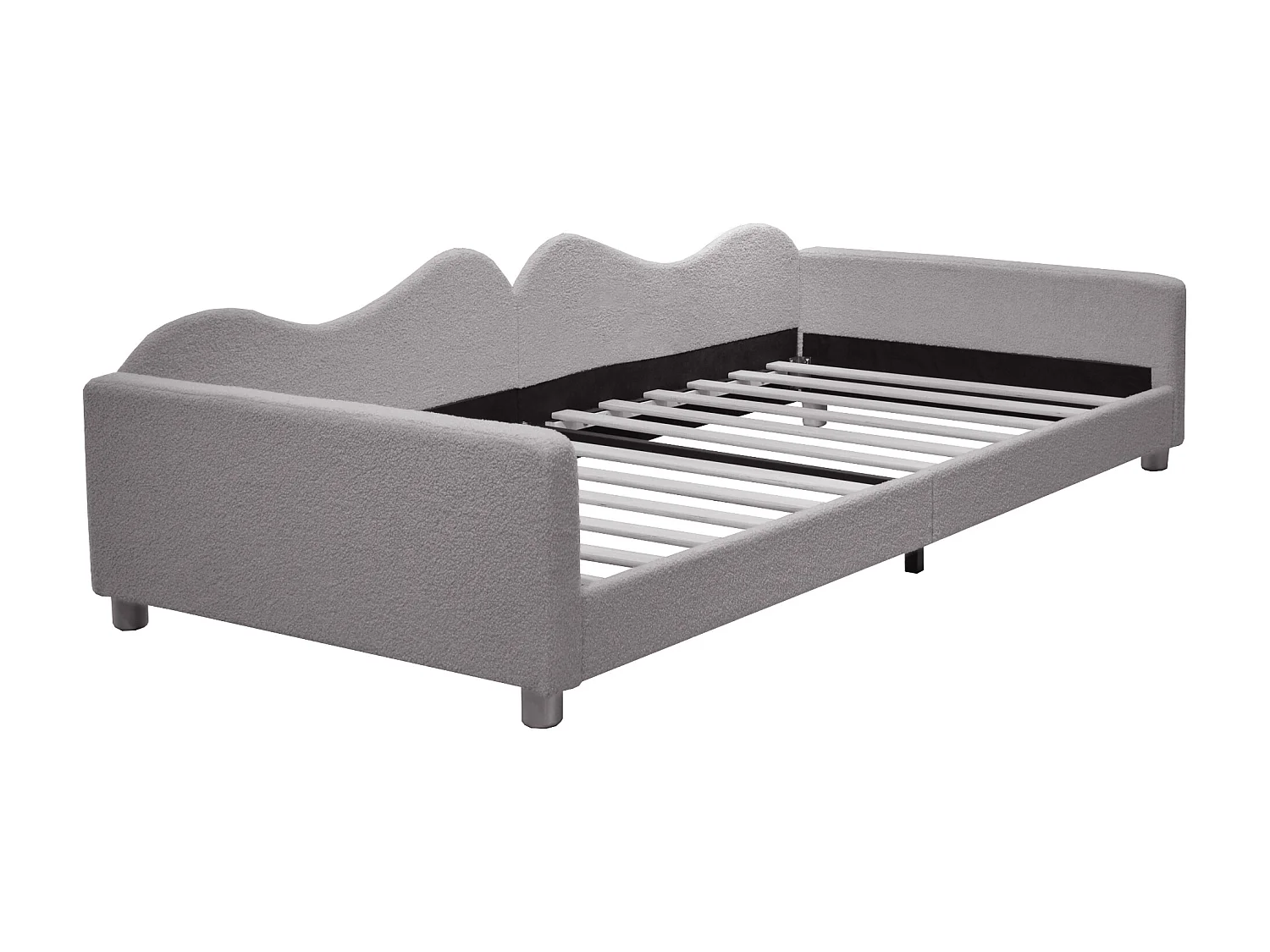 Gestoffeerde slaapbank - 90 x 200 cm - 2 lades - pluche stof - lattenbodem - voor kinderen of baby's - grijs