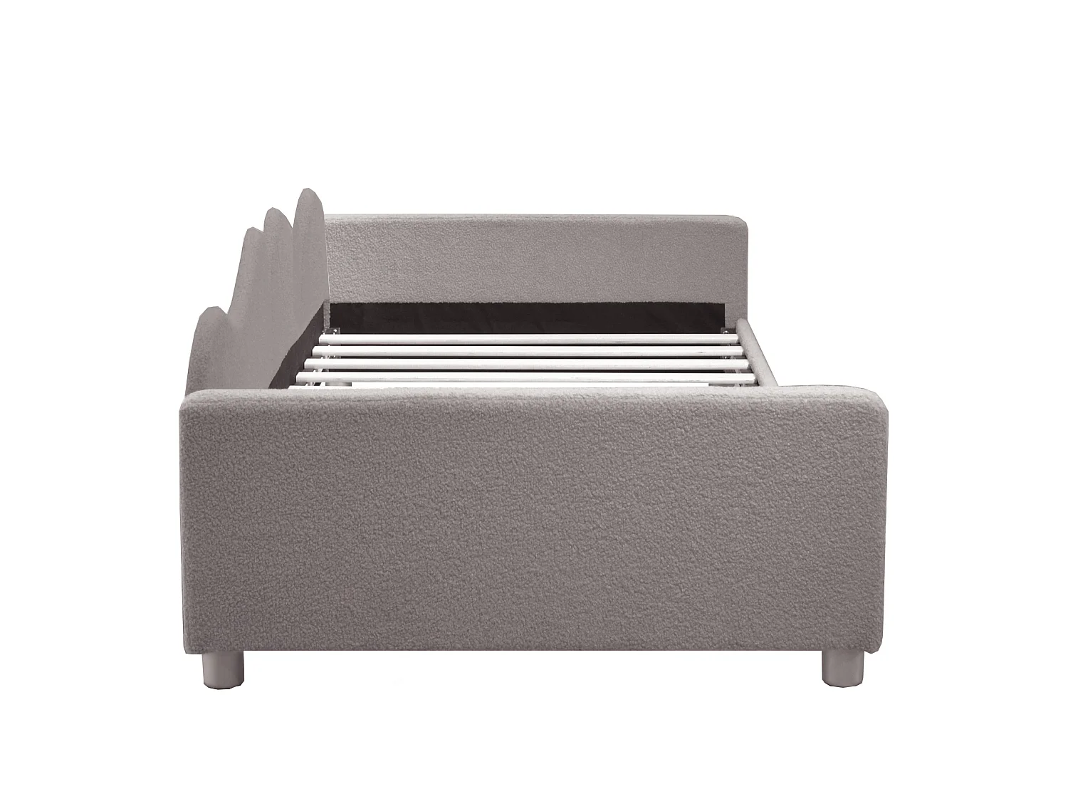 Divano letto imbottito - 90 x 200 cm - 2 cassetti - tessuto felpato - rete a doghe - per bambini o neonati - grigio