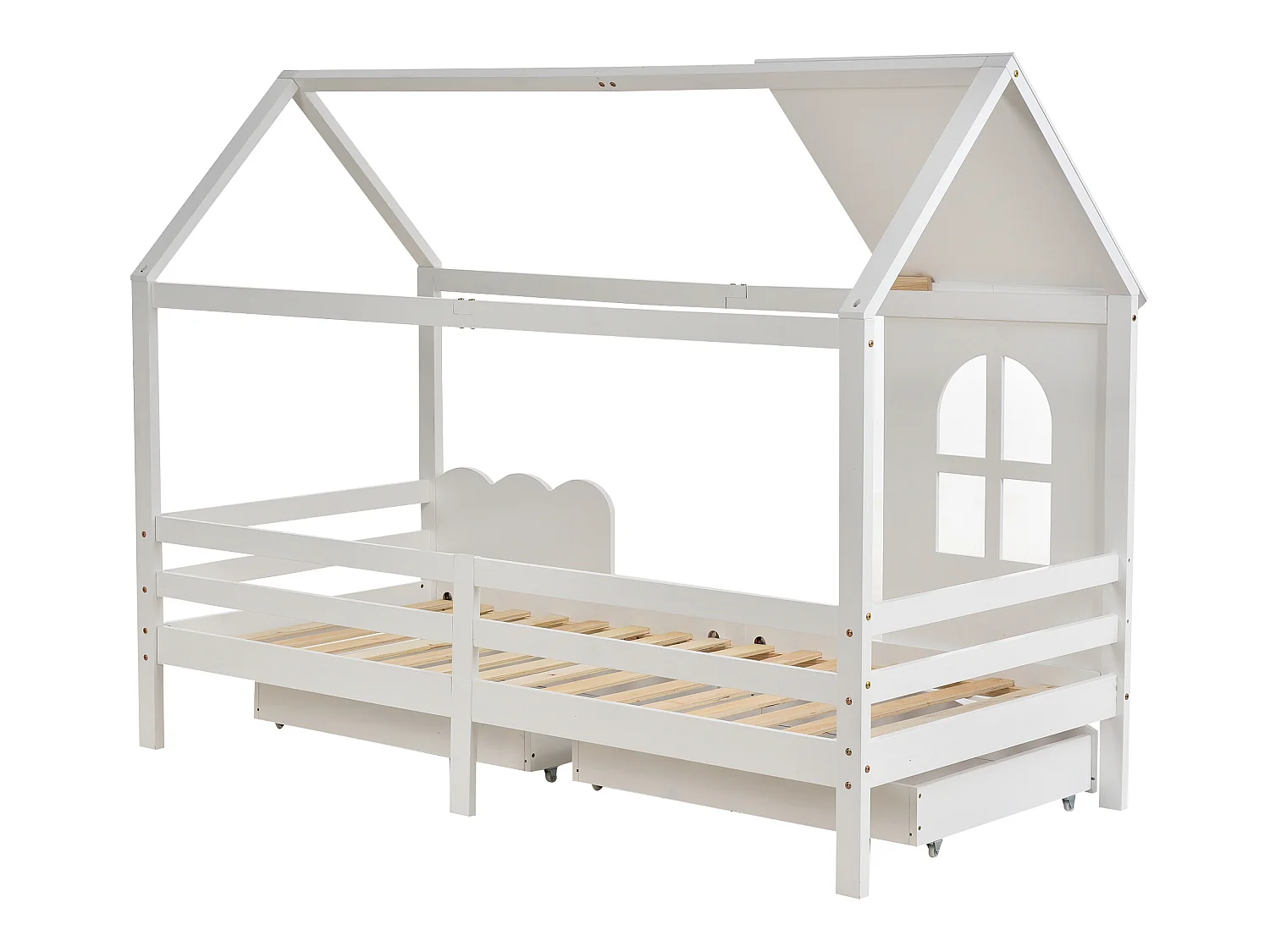 Cabinebed - 90 x 200 cm - massief hout - lattenbodem - wit