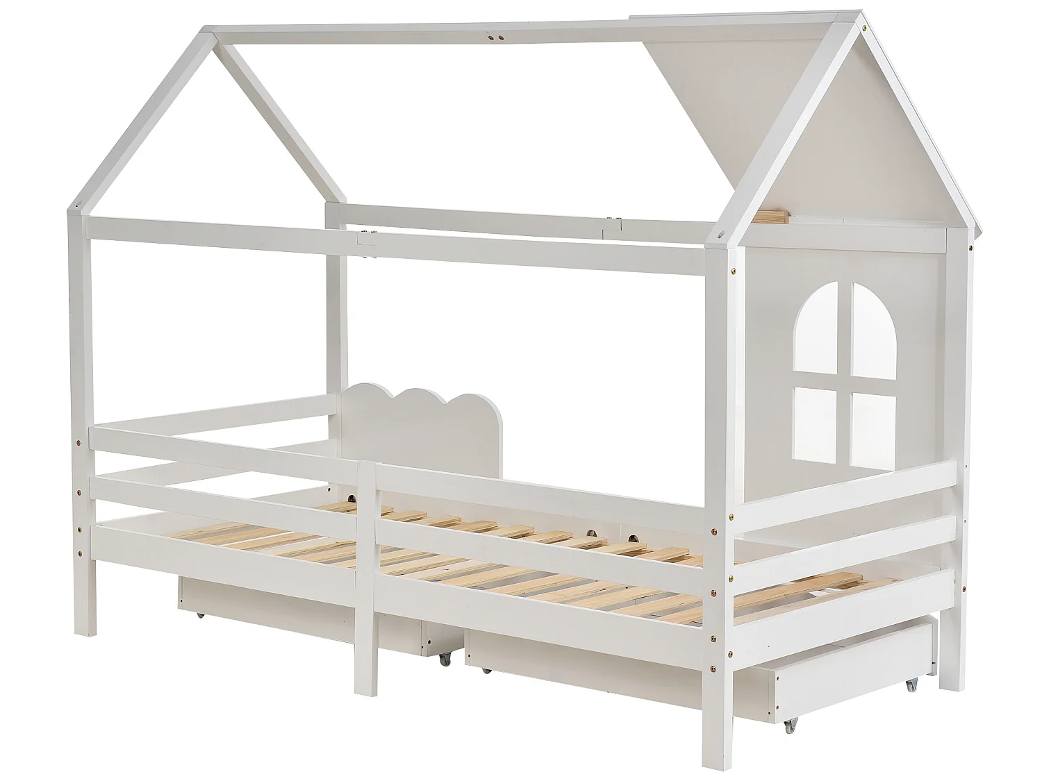 Cabinebed - 90 x 200 cm - massief hout - lattenbodem - wit