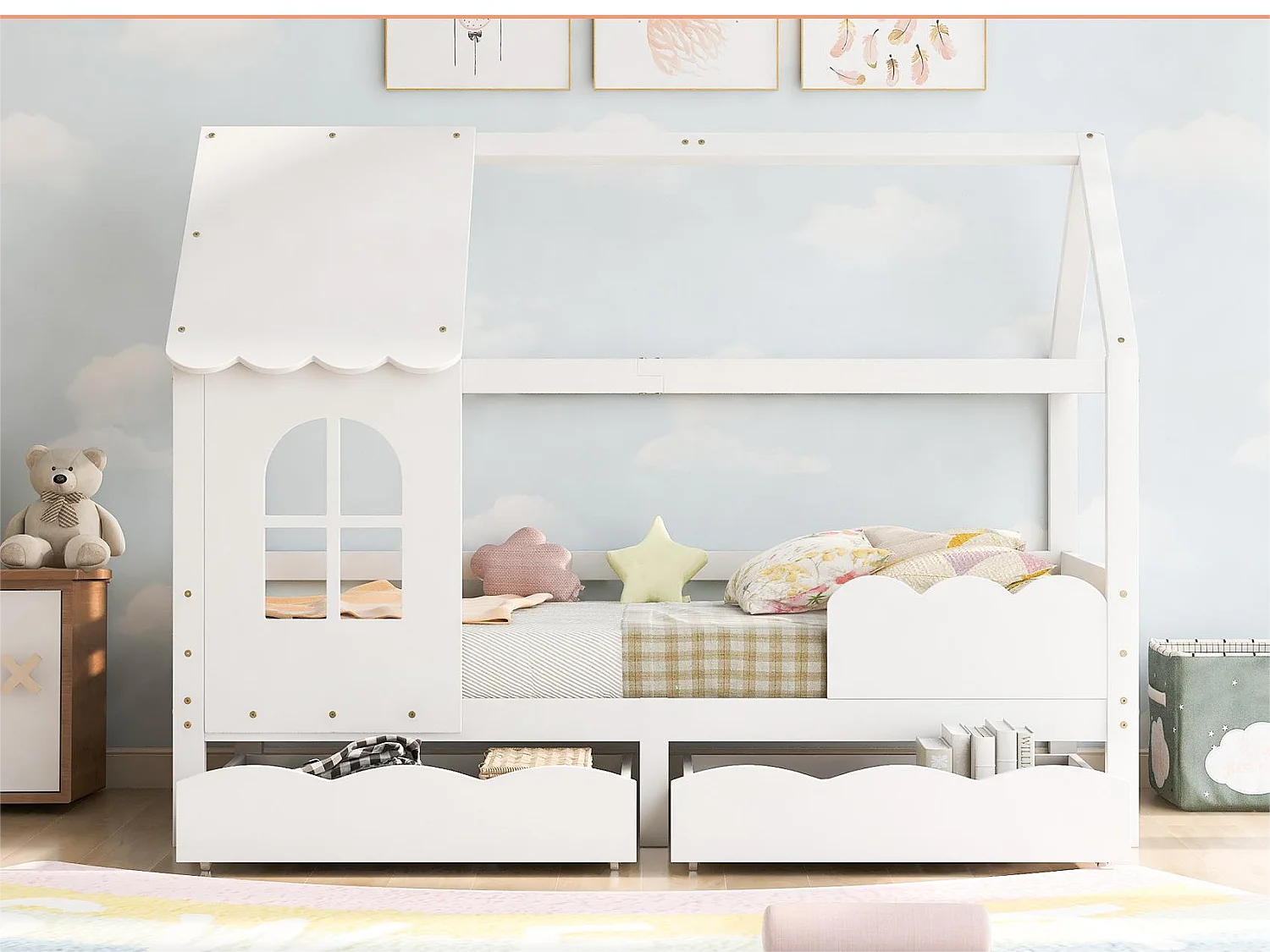 Cabinebed - 90 x 200 cm - massief hout - lattenbodem - wit