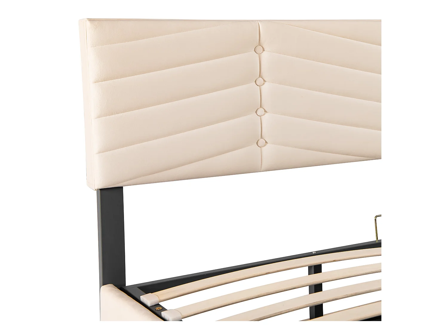 Bettkasten mit verstellbarem Kopfteil – 160 x 200 cm – Samt – Lattenrost – Farbe – Beige