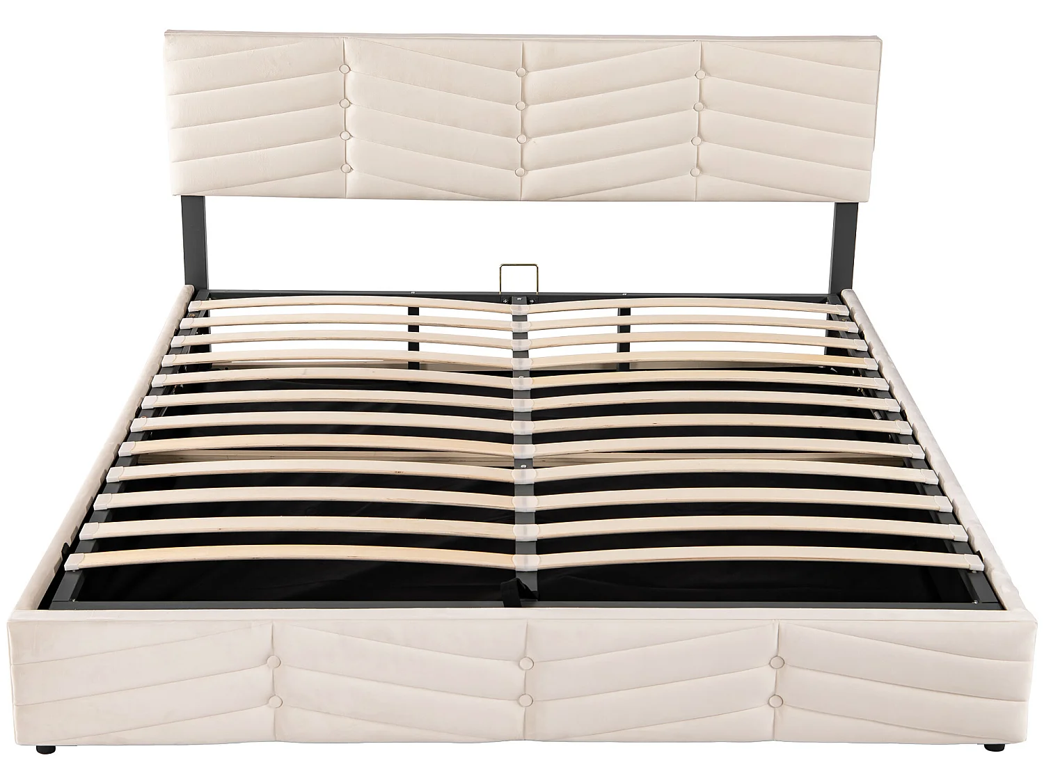 Opbergbed met verstelbaar hoofdeinde - 160 x 200 cm - fluweel - lattenbodem - kleur - beige