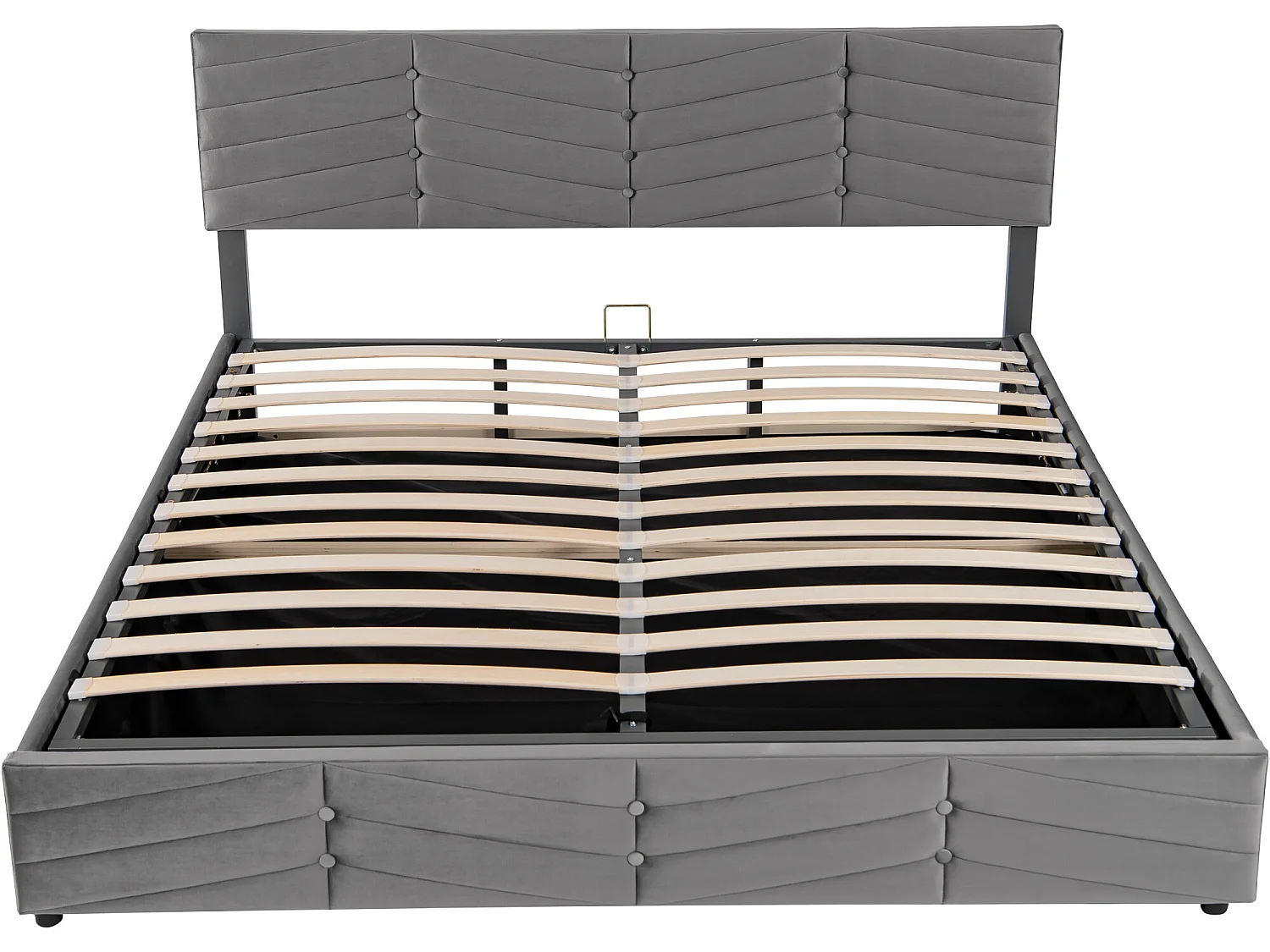 Letto contenitore con testiera regolabile - 160 x 200 cm - velluto - rete a doghe - colore - grigio