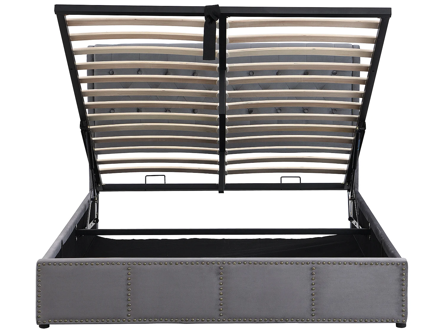 Bettkasten 140 x 200 cm mit Kopfteil – Stoff – Lattenrost – Farbe Grau