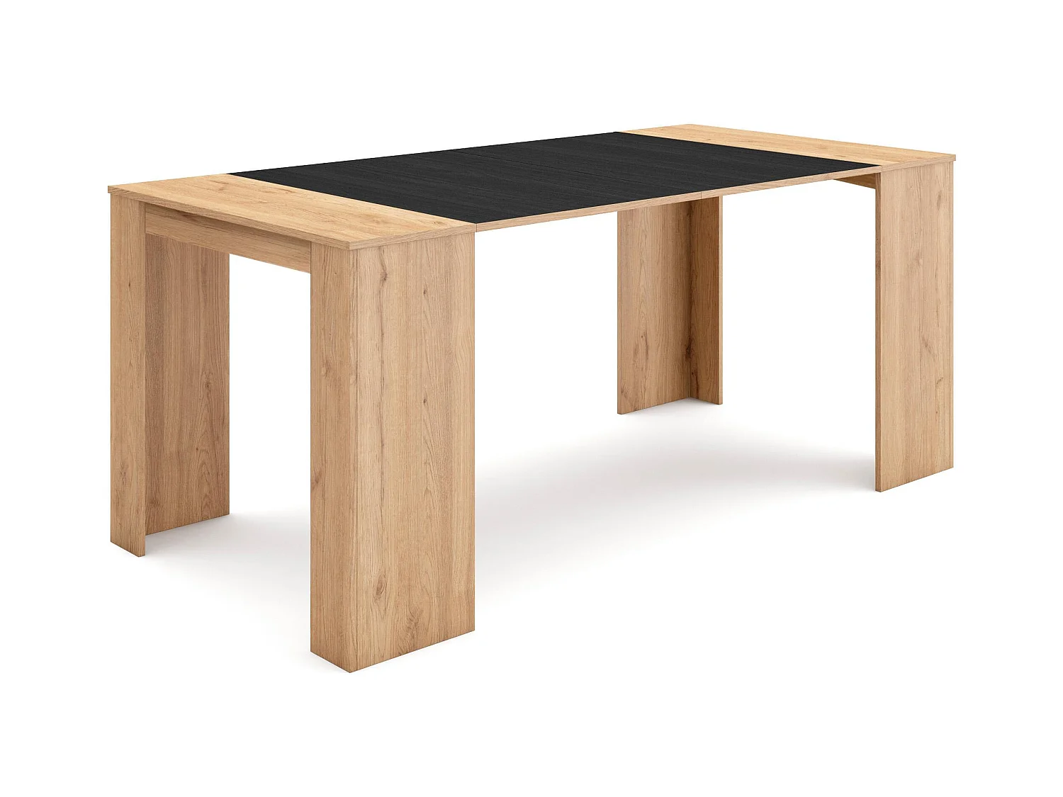 Mesa Consola Extensível, 180x90x77cm, Para 8 pessoas, Mesa de Jantar, Carvahlo e preto