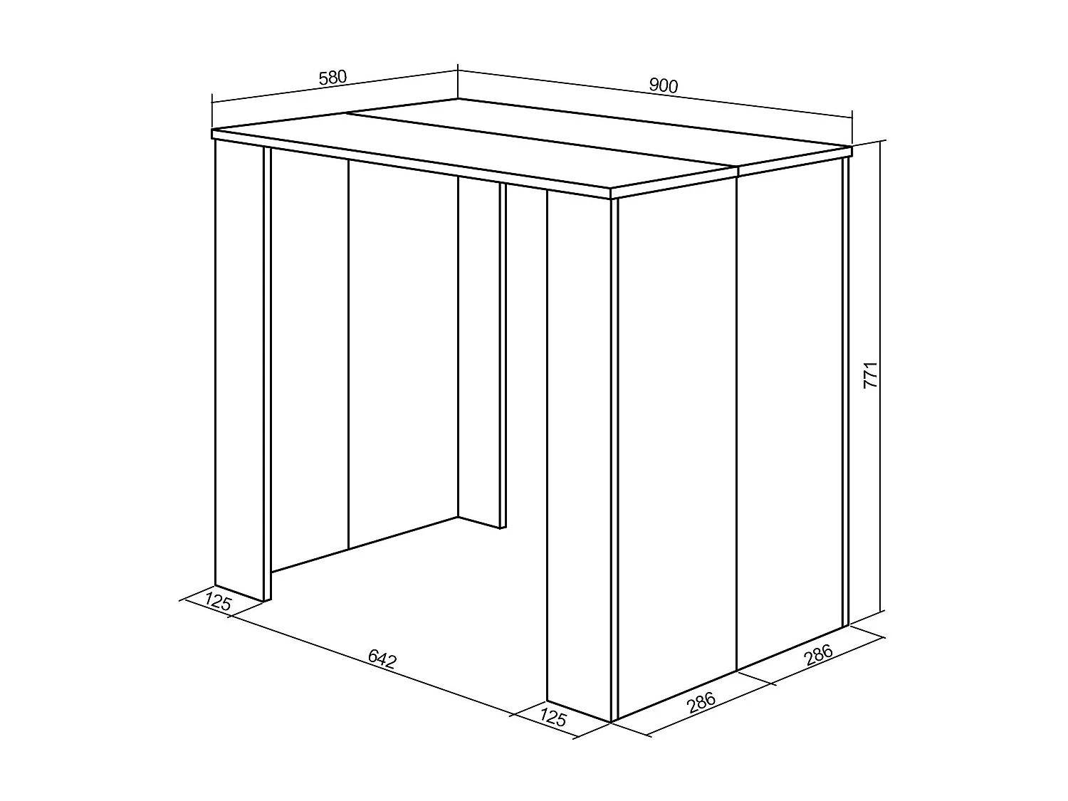 Mesa Consola Extensível, 180x90x77cm, Para 8 pessoas, Mesa de Jantar, Carvahlo e preto