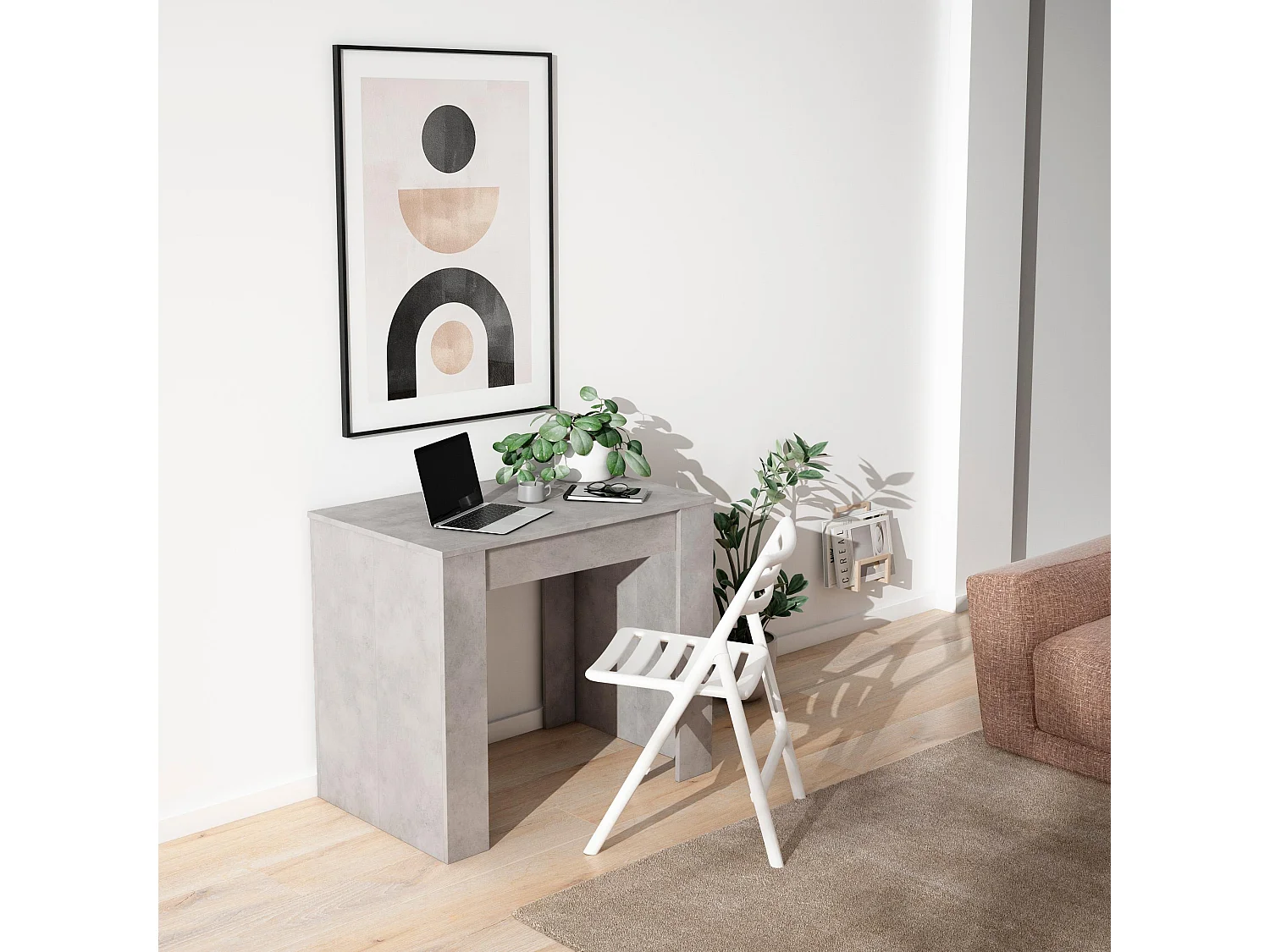Uitschuifbare Consoletafel, 180x90x77cm, Voor 8 personen, Tafel, Cement