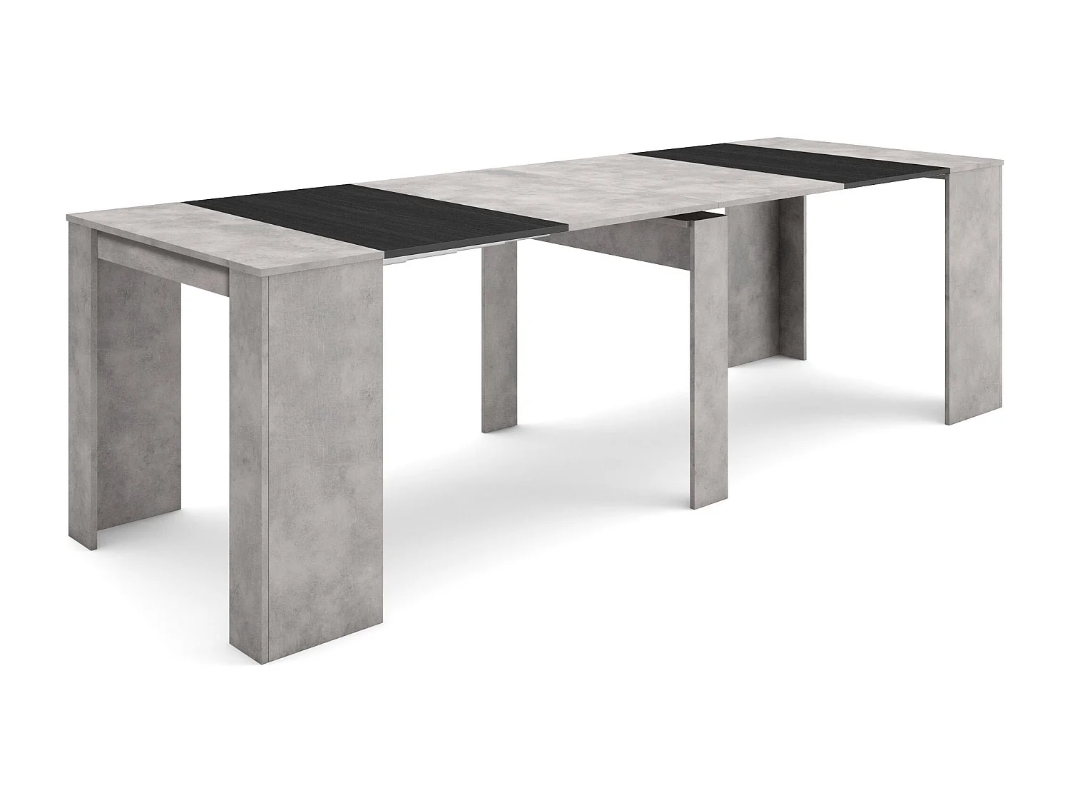 Table console extensible, 262x90x77cm, Pour 12 personnes, Table à Manger, Ciment