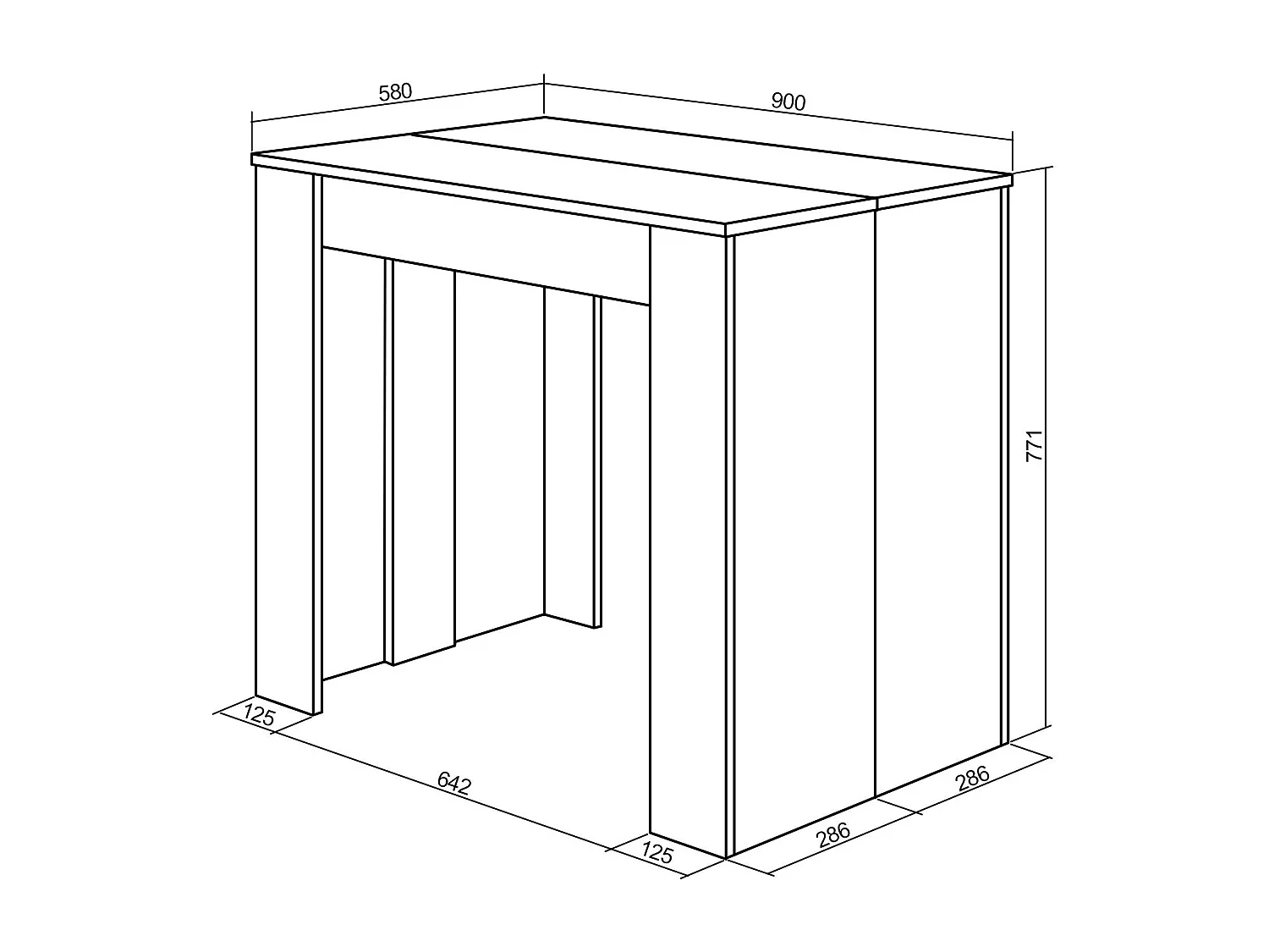 Table console extensible, 262x90x77cm, Pour 12 personnes, Table à Manger, Ciment