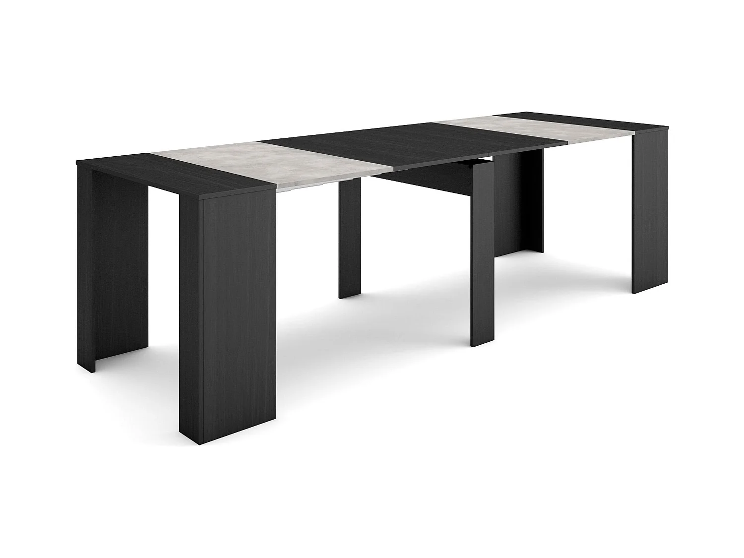Uitschuifbare Consoletafel, 262x90x77cm, Voor 12 personen, Tafel, Zwart