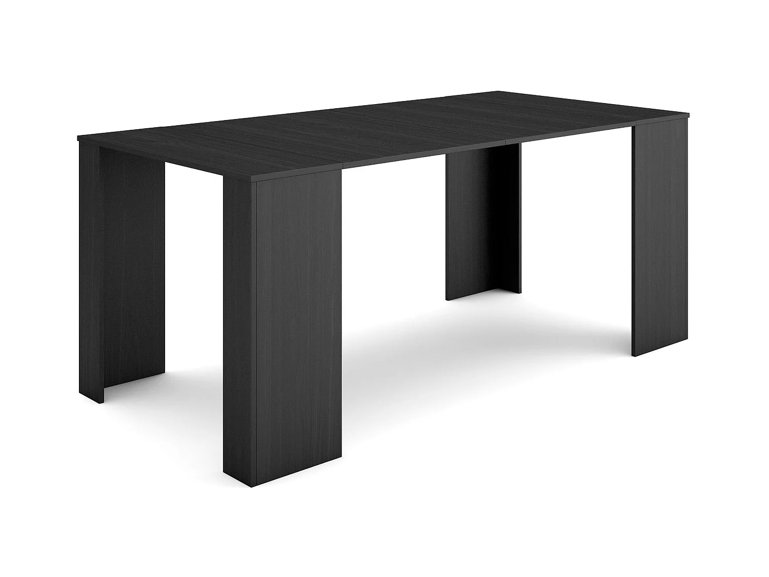 Table console extensible, 180x90x77cm, Pour 8 personnes, Table à Manger, Noir