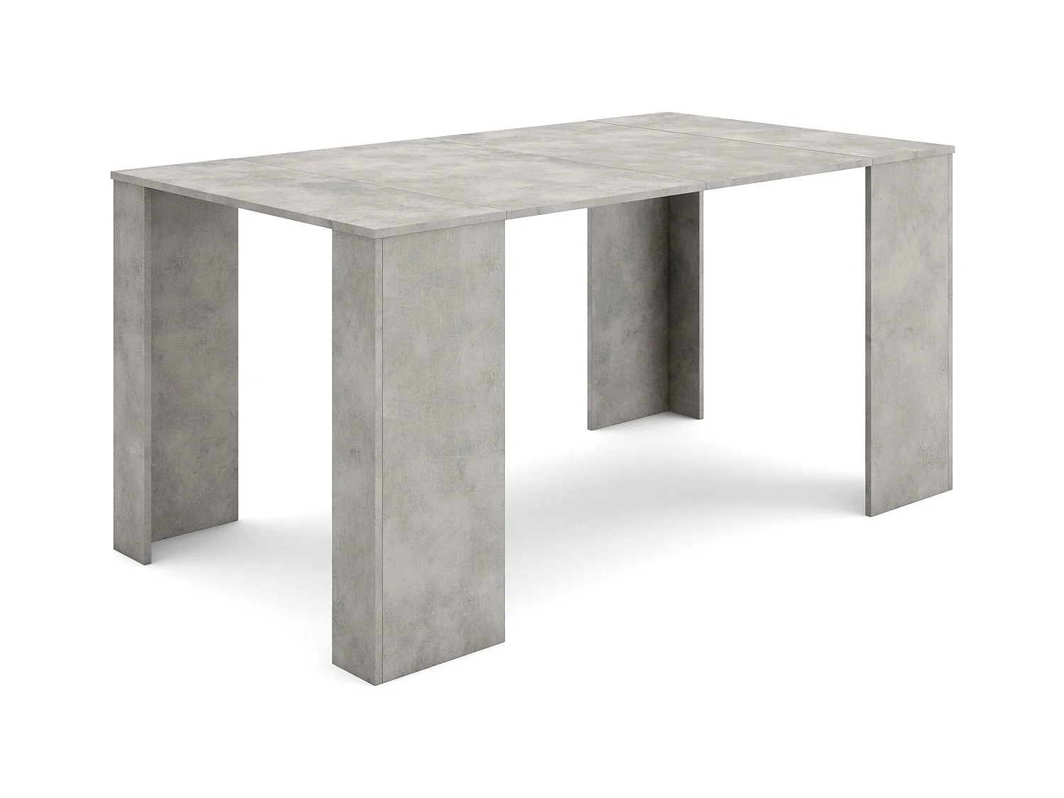 Table console extensible, 160x90x77cm, Pour 8 personnes, Table à Manger, Ciment