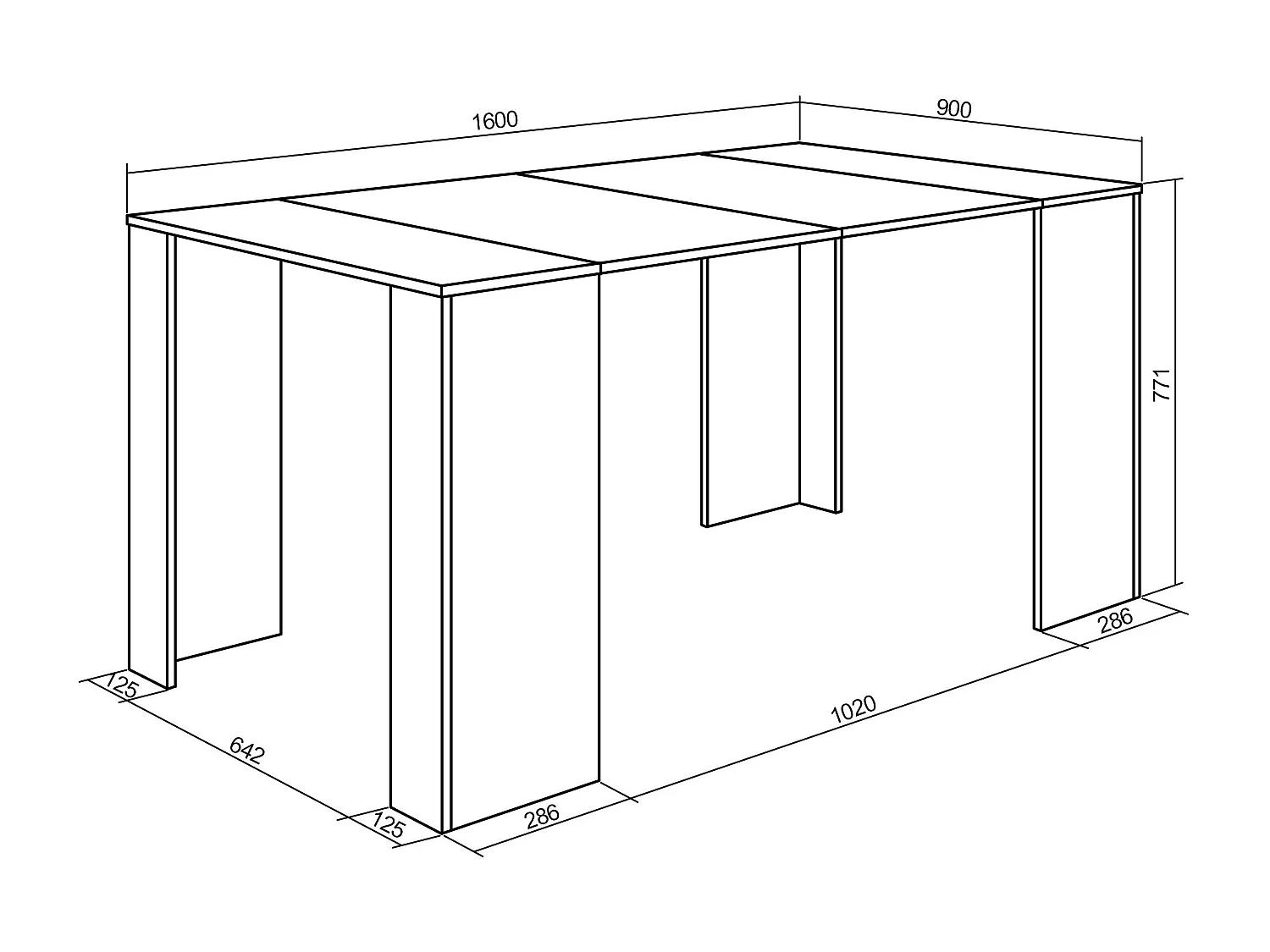 Table console extensible, 160x90x77cm, Pour 8 personnes, Table à Manger, Chêne