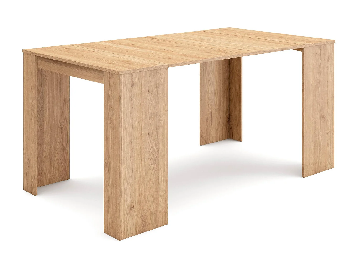 Table console extensible, 160x90x77cm, Pour 8 personnes, Table à Manger, Chêne