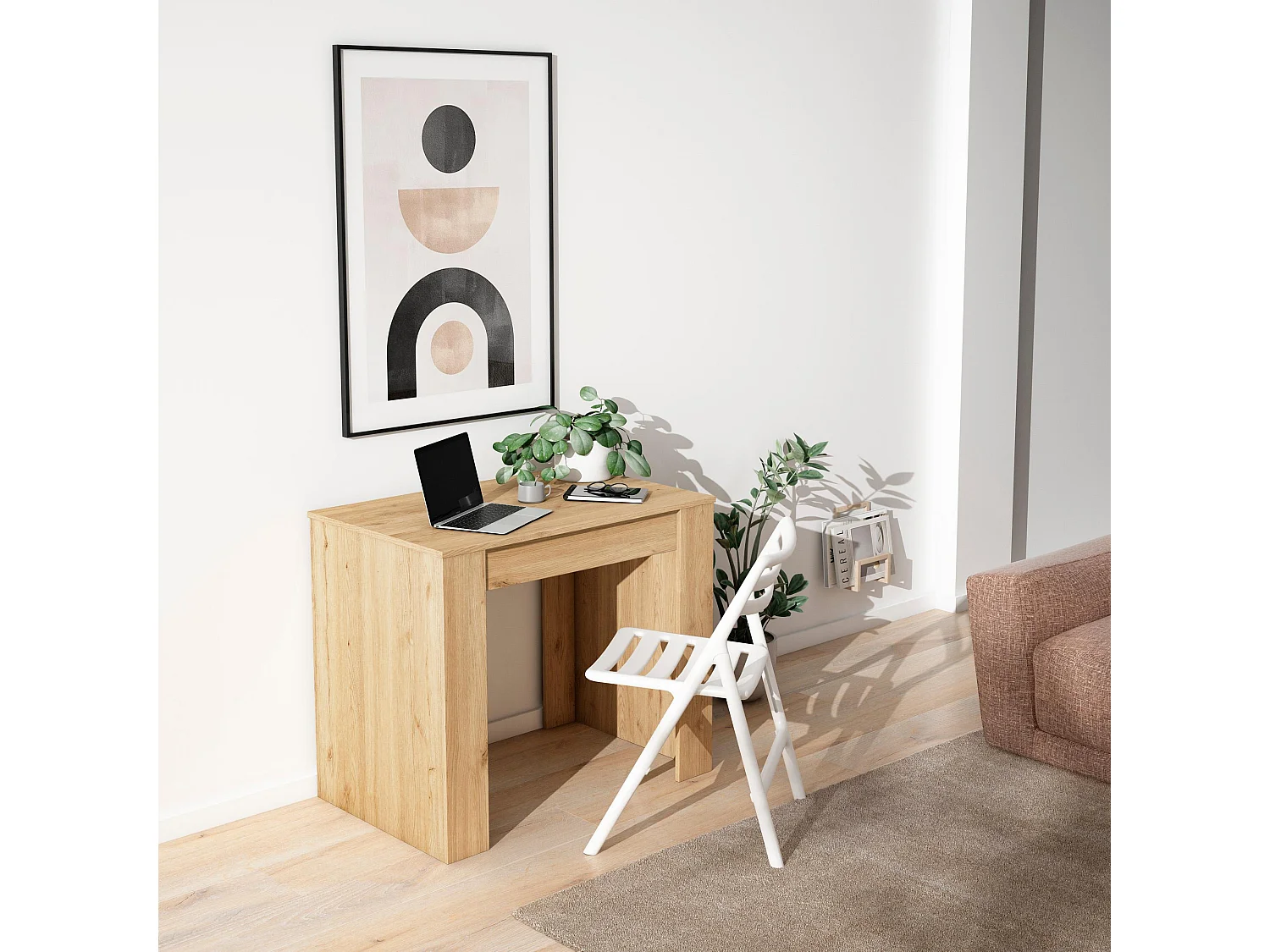 Uitschuifbare Consoletafel, 160x90x77cm, Voor 8 personen, Tafel, Eiken