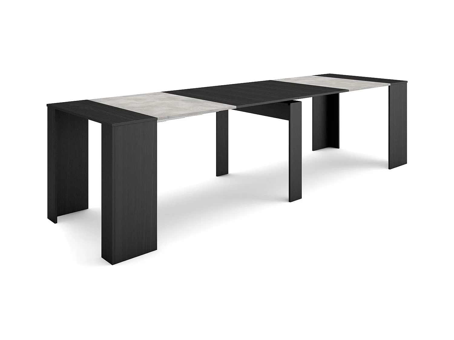 Table console extensible, 302x90x77cm, Pour 14 personnes, Table à Manger, Ciment