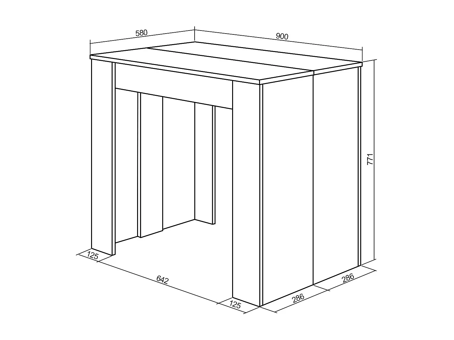 Table console extensible, 302x90x77cm, Pour 14 personnes, Table à Manger, Ciment