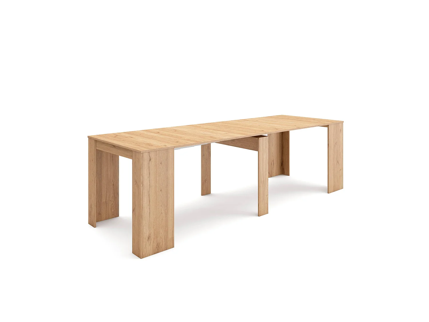Table console extensible, 262x90x77cm, Pour 12 personnes, Table à Manger, Chêne