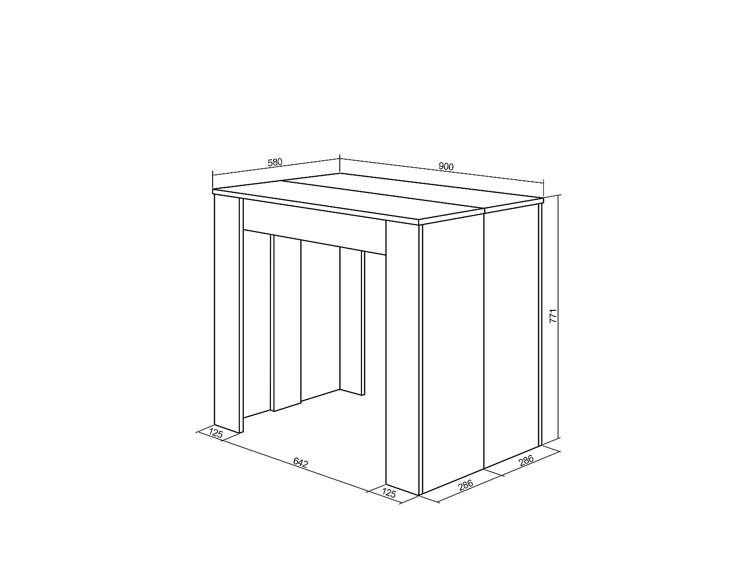 Table console extensible, 262x90x77cm, Pour 12 personnes, Table à Manger, Chêne