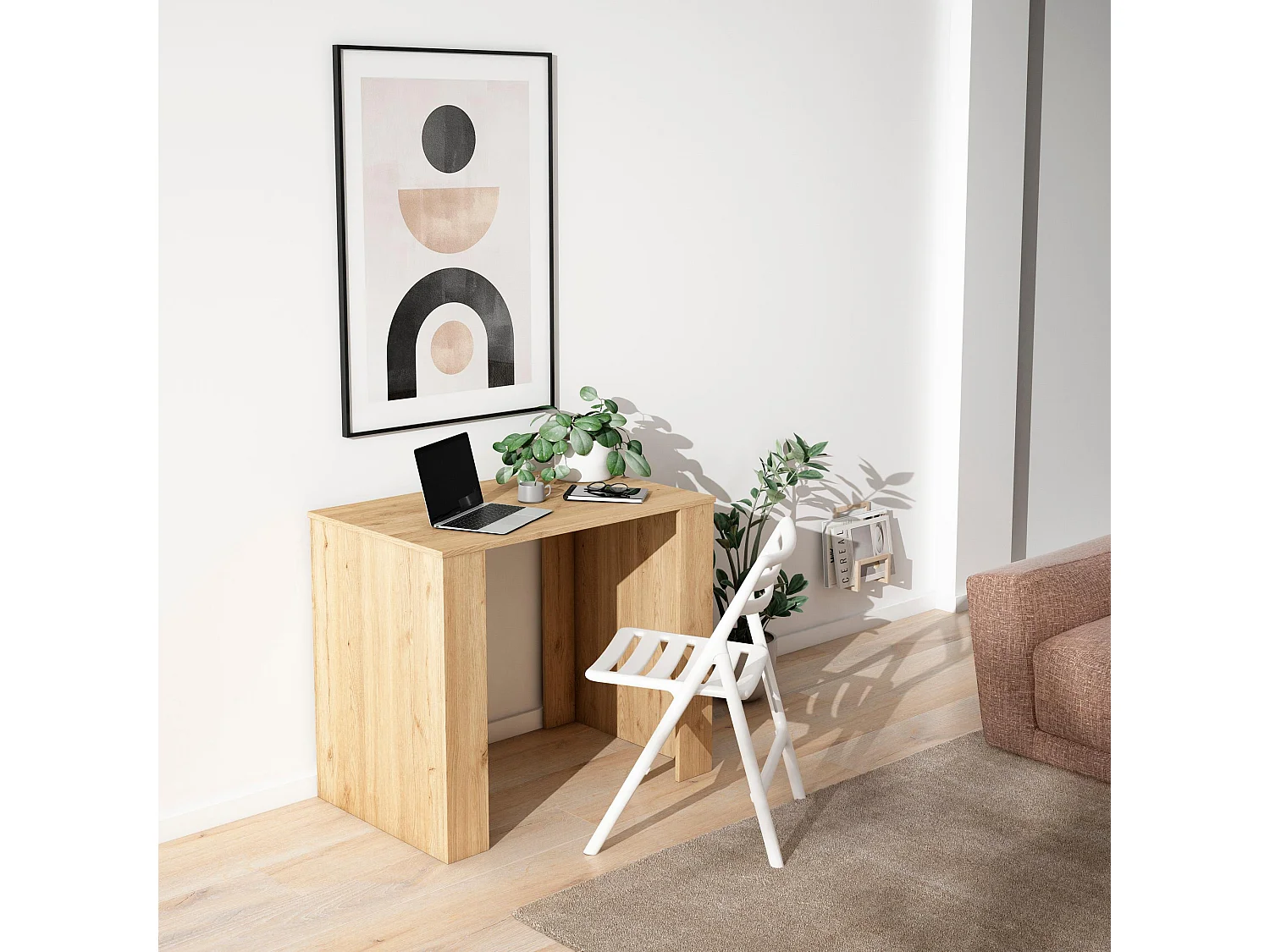 Table console extensible, 180x90x77cm, Pour 8 personnes, Table à Manger, Chêne