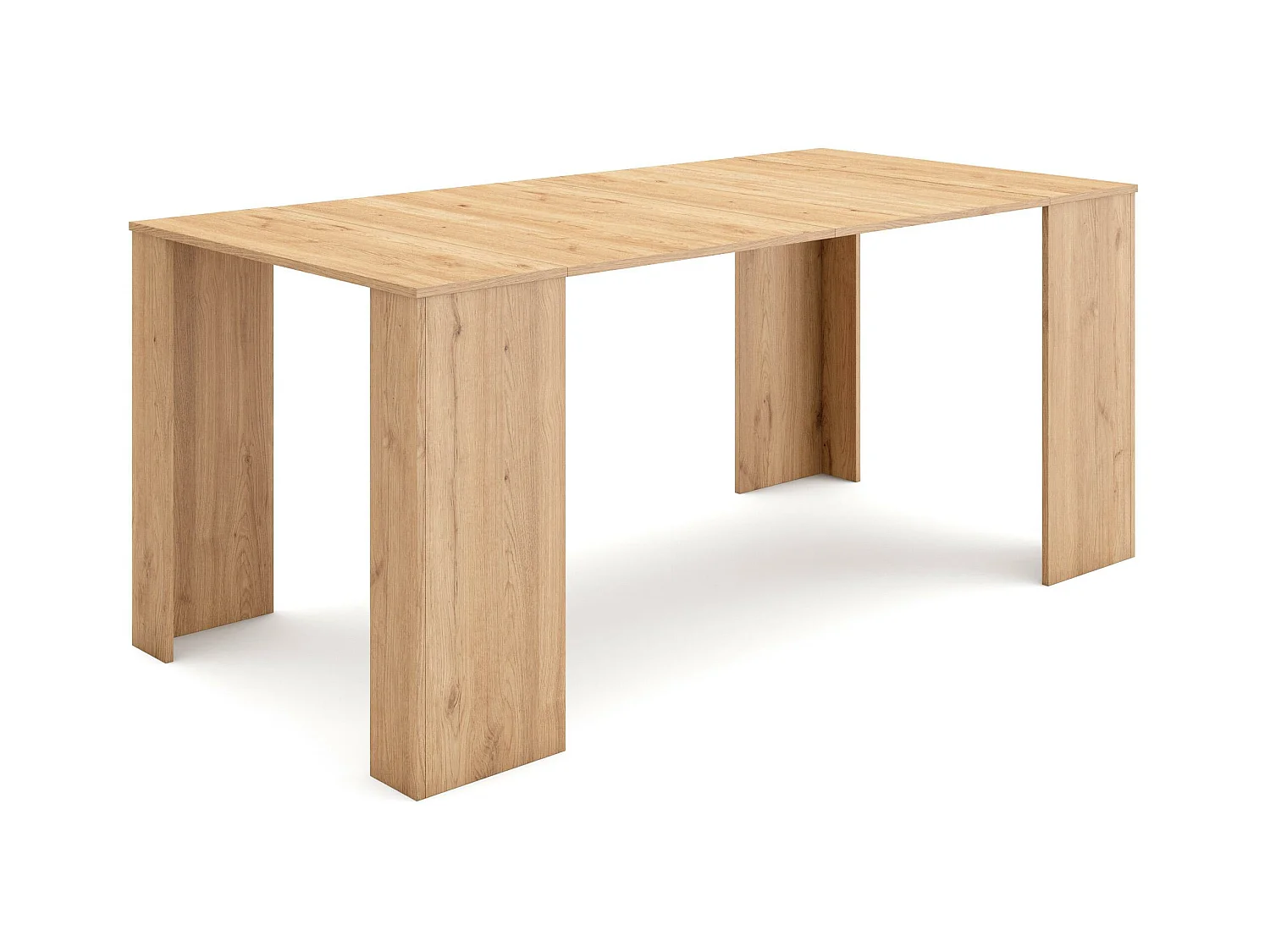 Table console extensible, 180x90x77cm, Pour 8 personnes, Table à Manger, Chêne