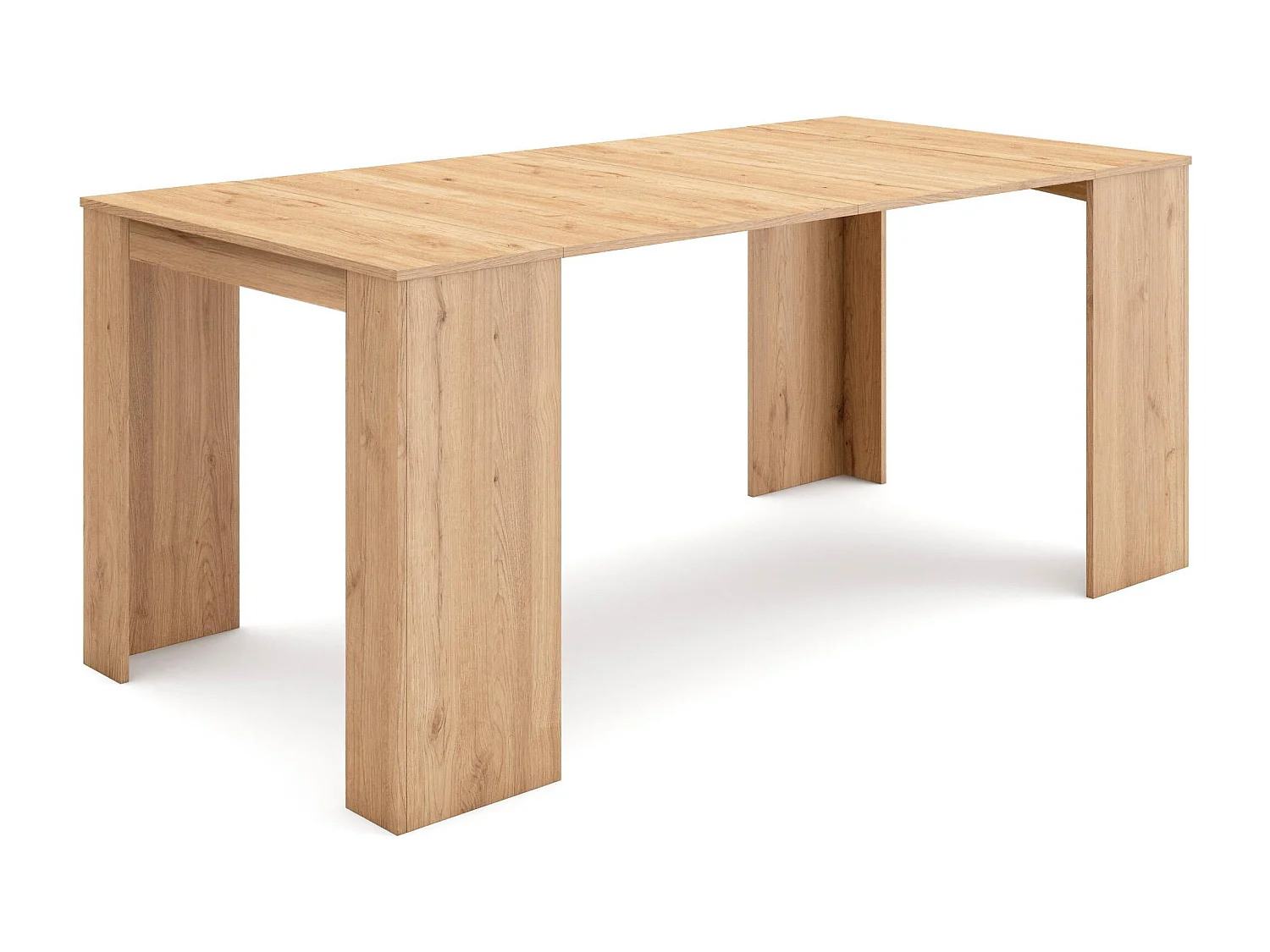 Table console extensible, 180x90x77cm, Pour 8 personnes, Table à Manger, Chêne