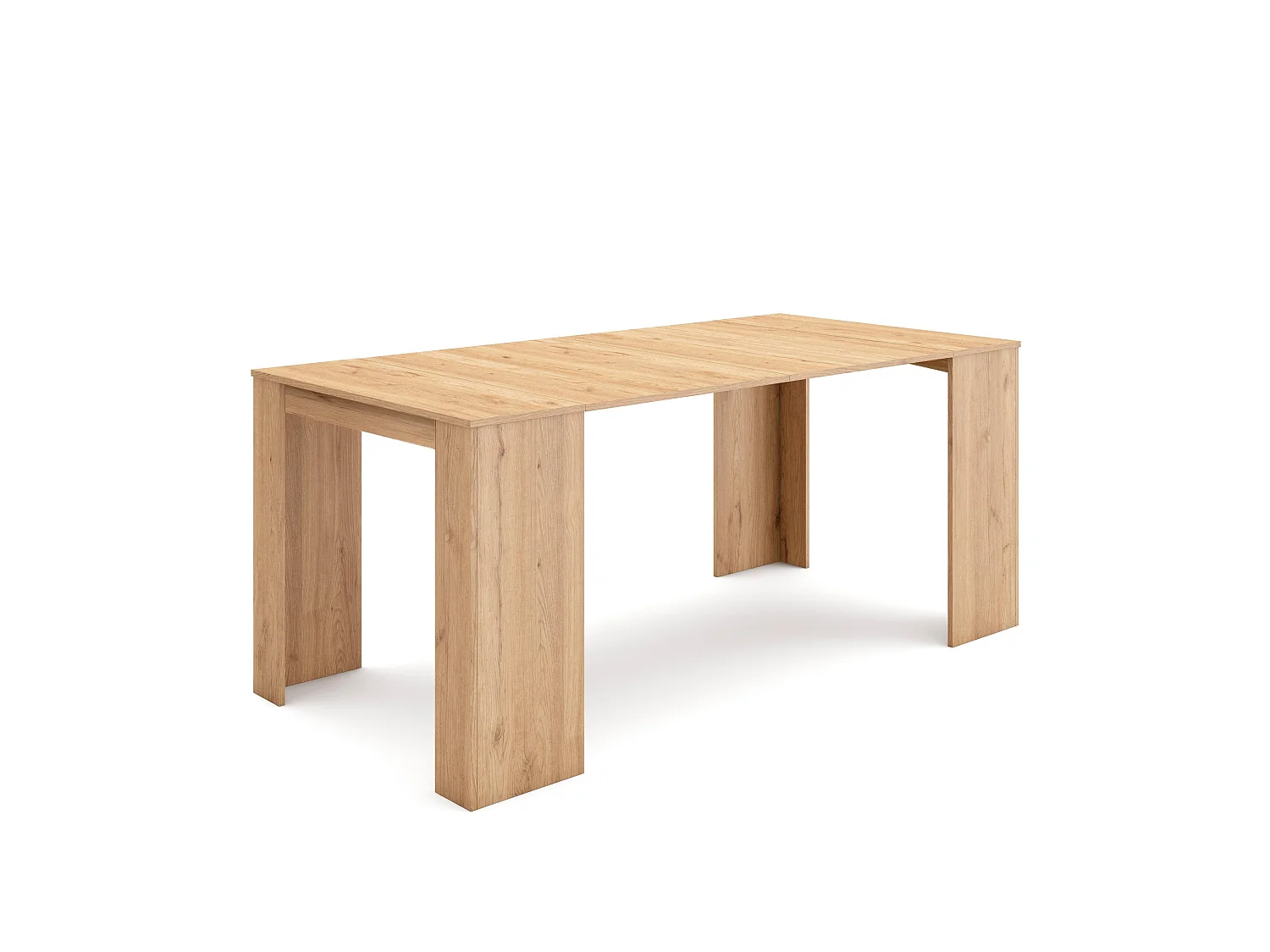 Table console extensible, 180x90x77cm, Pour 8 personnes, Table à Manger, Chêne