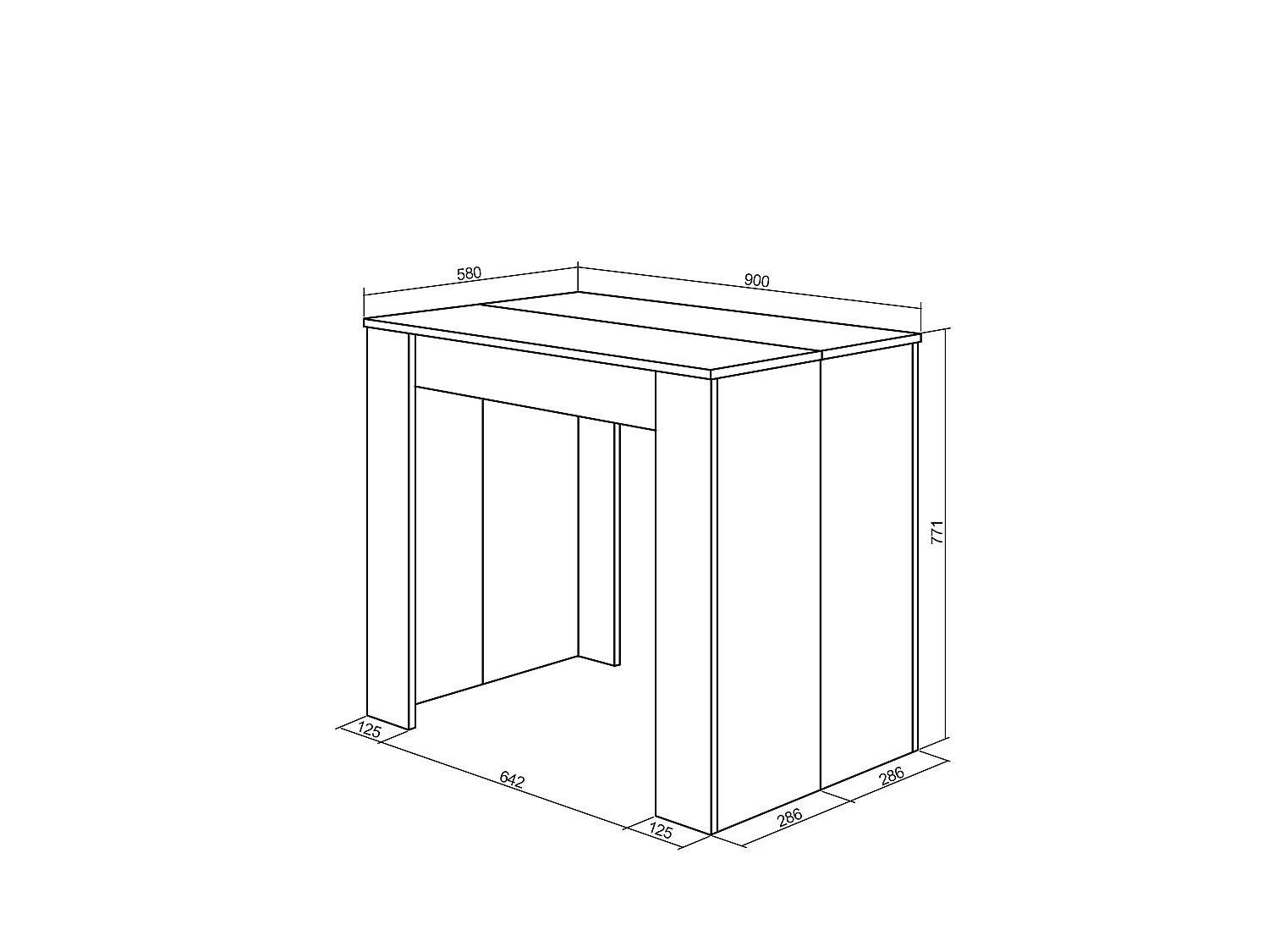 Table console extensible, 180x90x77cm, Pour 8 personnes, Table à Manger, Chêne